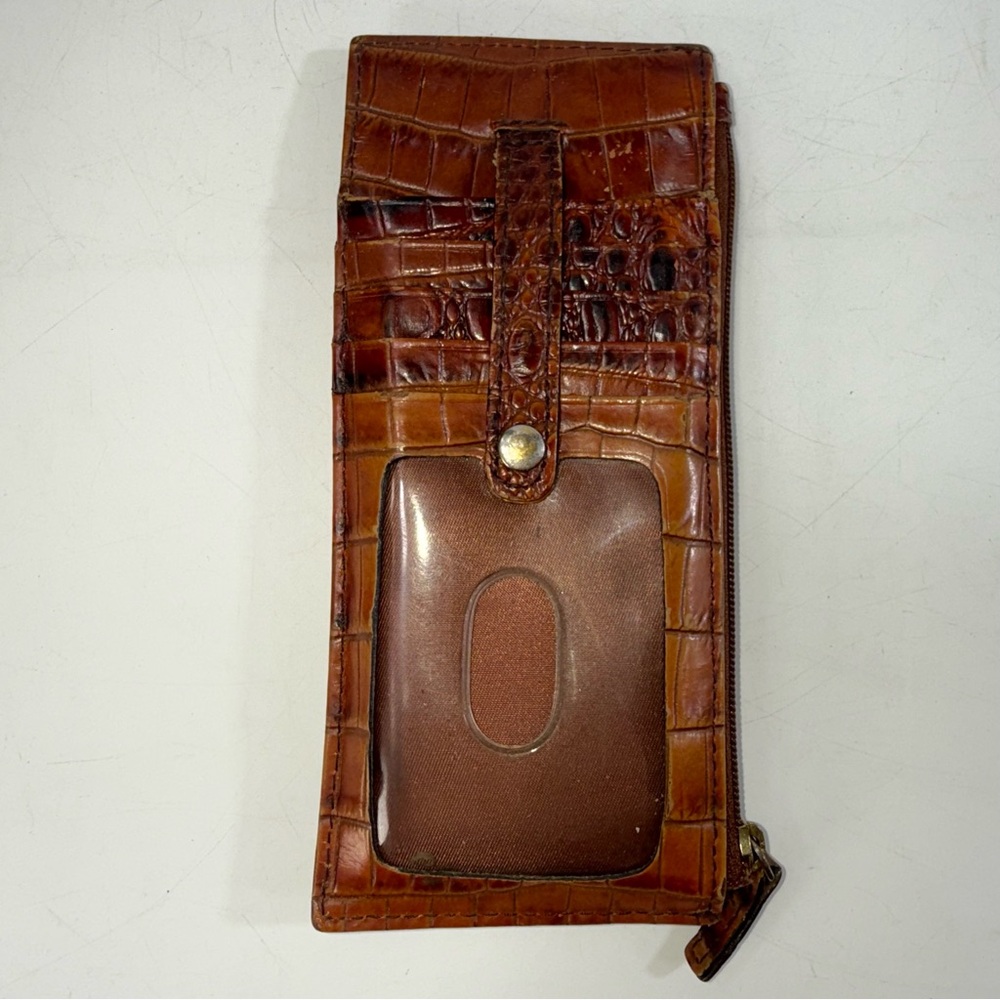 Brahmin Brown Crocodile Embossed Slim  Wallet